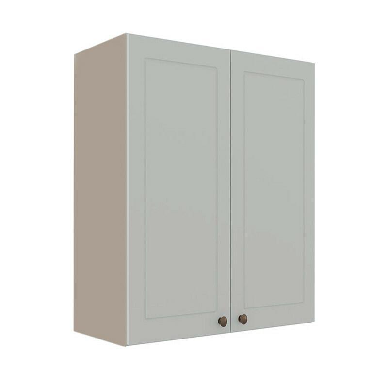 Módulo Armário Aéreo 88x70x34cm 2 Portas 100% MDF Cozinha Provence Robel Fendi/Branco Matte