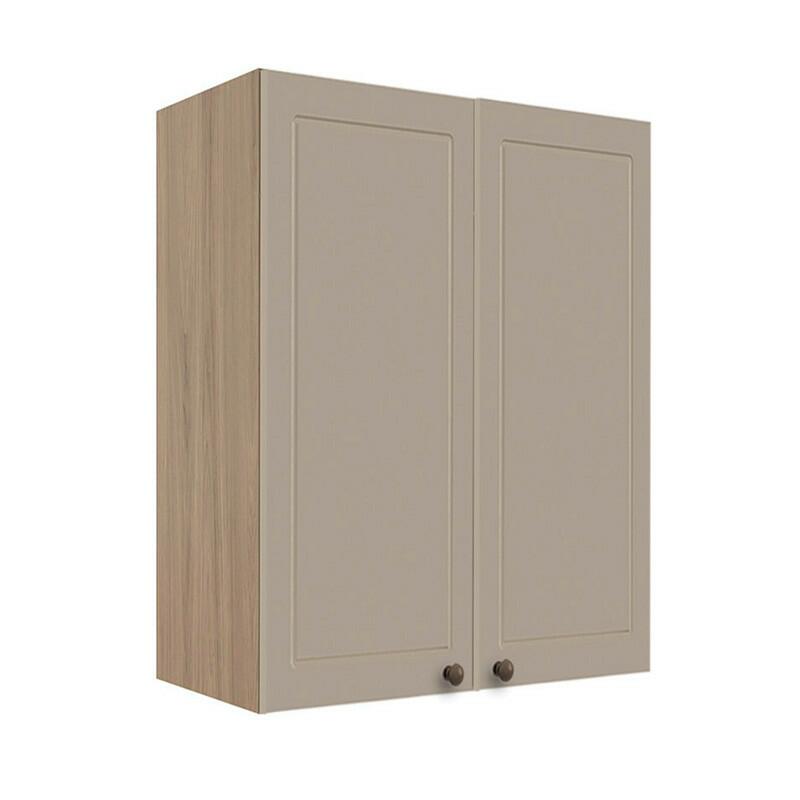 Módulo Armário Aéreo 88x70x34cm 2 Portas 100% MDF Cozinha Provence Robel Hanover/Fendi Matte