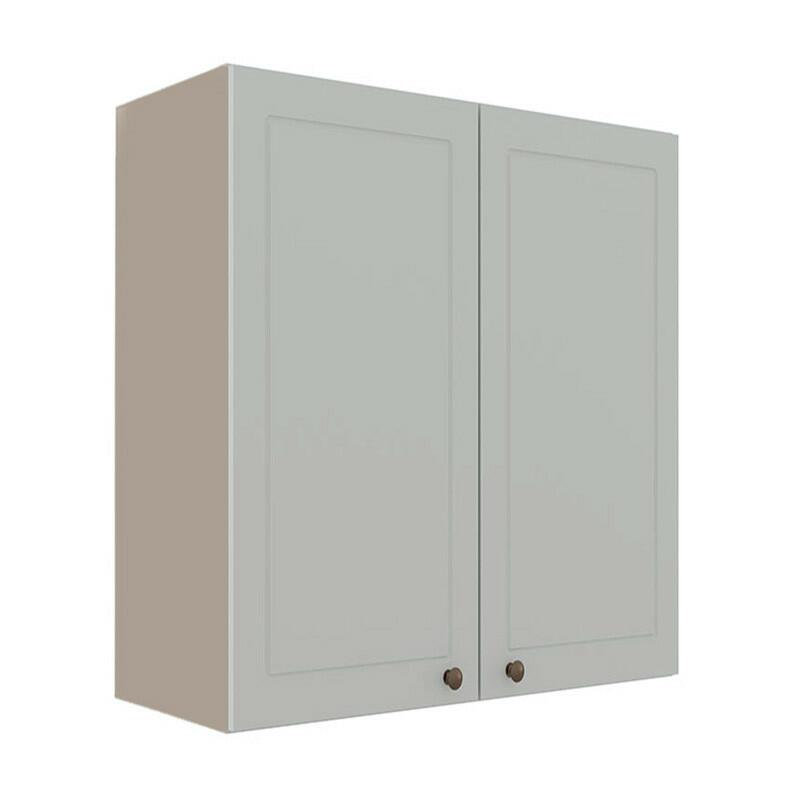 Módulo Armário Aéreo 88x80x34cm 2 Portas 100% MDF Cozinha Provence Robel Fendi/Branco Matte