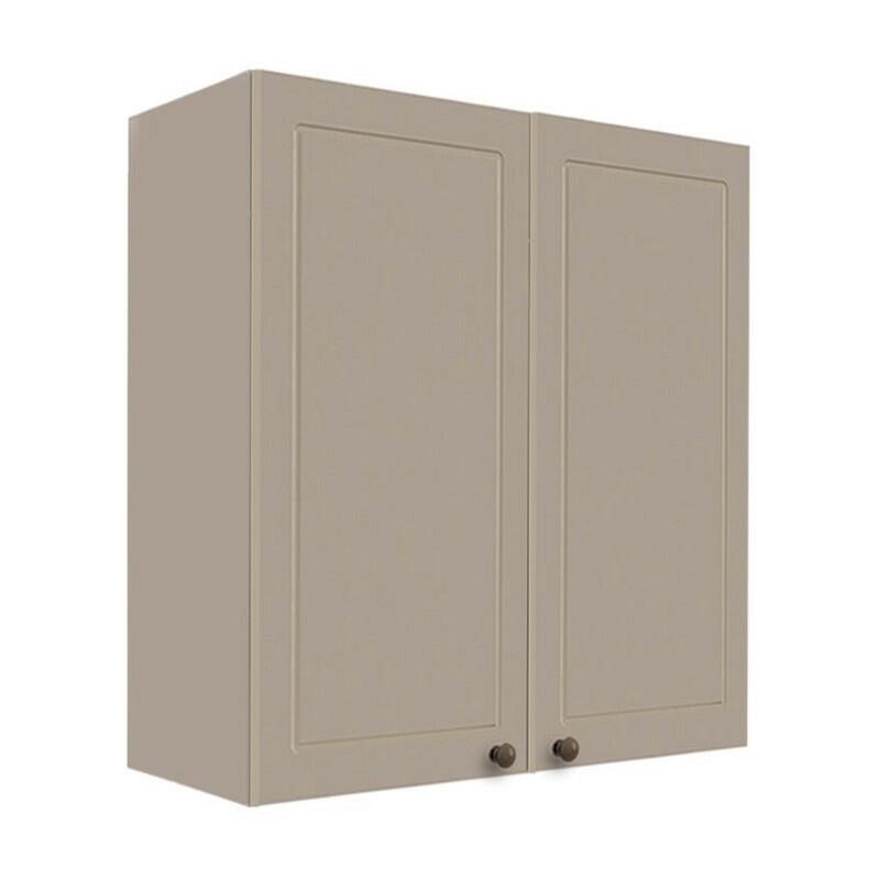 Módulo Armário Aéreo 88x80x34cm 2 Portas 100% MDF Cozinha Provence Robel Fendi/Fendi Matte