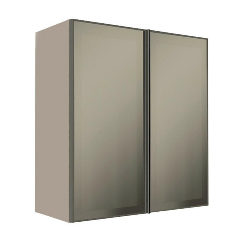 Módulo Armário Aéreo 88x80X34cm 2 Portas Vidro Reflecta Cozinha Modulada Robel Fendi