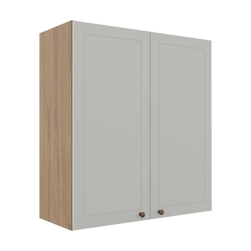 Módulo Armário Aéreo 88x80x34cm 2 Portas 100% MDF Cozinha Provence Robel Hanover/Branco Matte