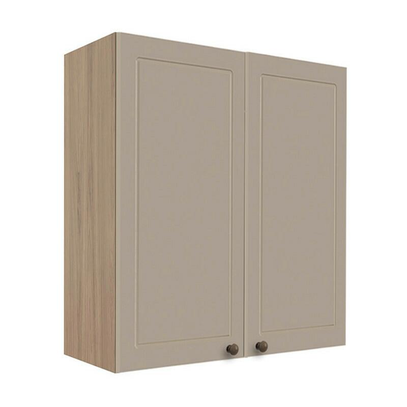 Módulo Armário Aéreo 88x80x34cm 2 Portas 100% MDF Cozinha Provence Robel Hanover/Fendi Matte