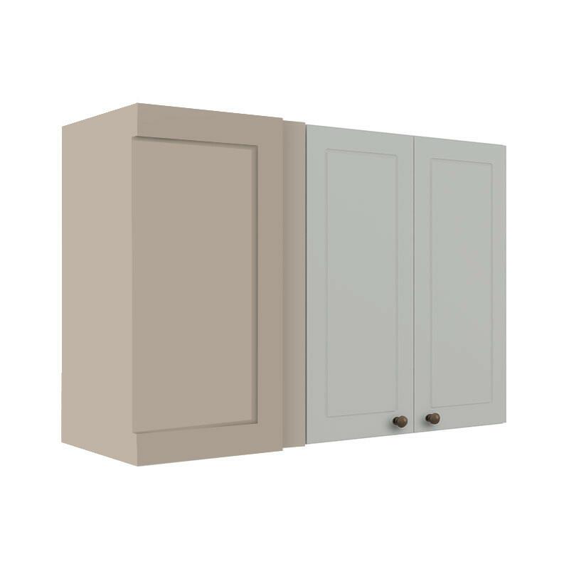 Módulo Armário Aéreo Canto Reto 68x100x34cm 100% MDF Cozinha Provence Robel Fendi/Branco Matte