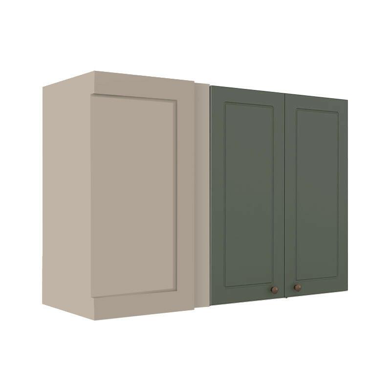 Módulo Armário Aéreo Canto Reto 68x100x34cm 100% MDF Cozinha Provence Robel Fendi/Salvia Matte