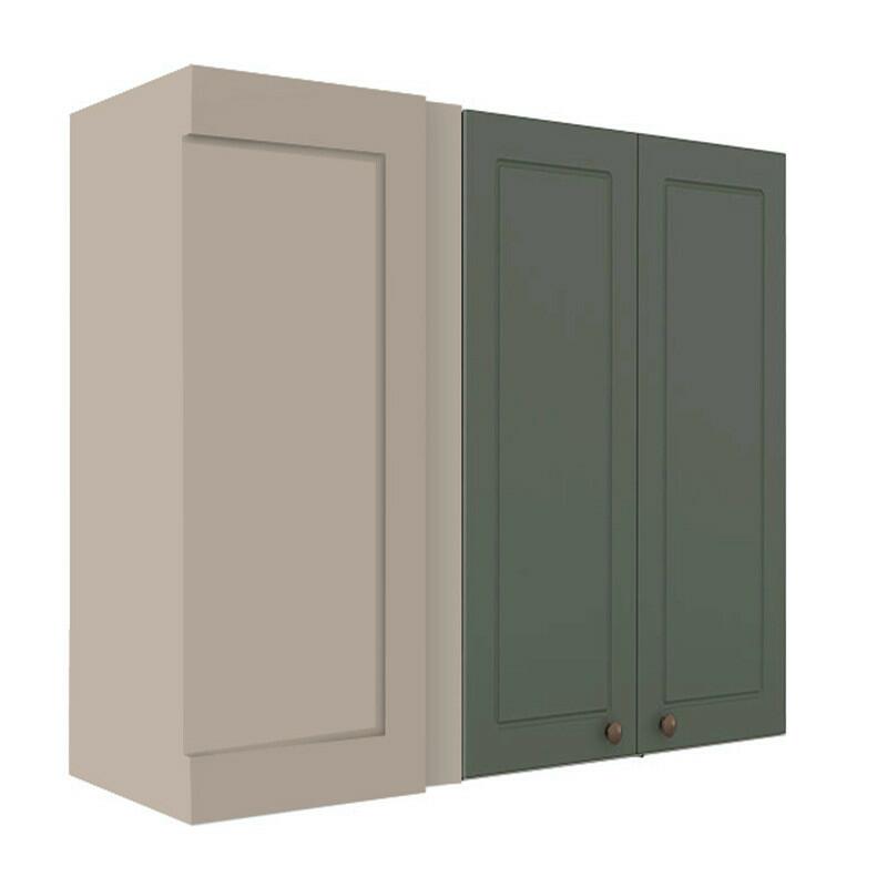 Módulo Armário Aéreo Canto Reto 88x100x34cm 100% MDF Cozinha Provence Robel Fendi/Salvia Matte