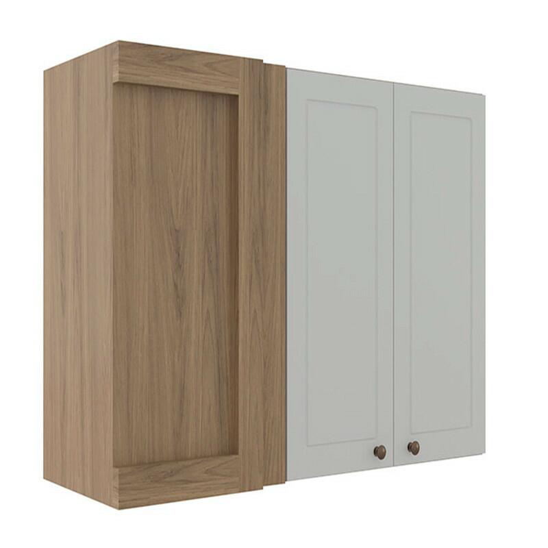 Módulo Armário Aéreo Canto Reto 88x100x34cm 100% MDF Cozinha Provence Robel Hanover/Branco Matte
