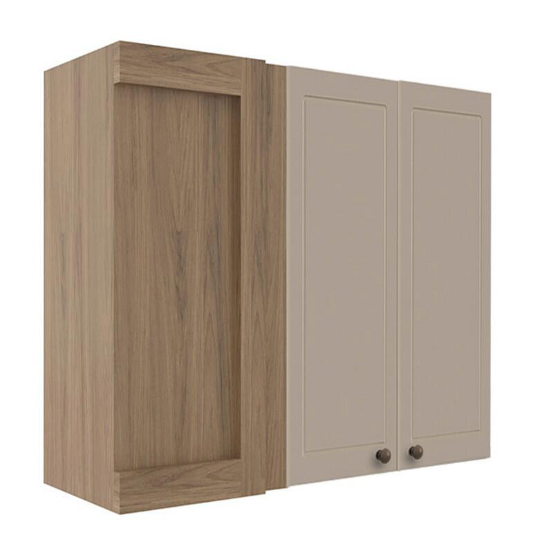 Módulo Armário Aéreo Canto Reto 88x100x34cm 100% MDF Cozinha Provence Robel Hanover/Fendi Matte