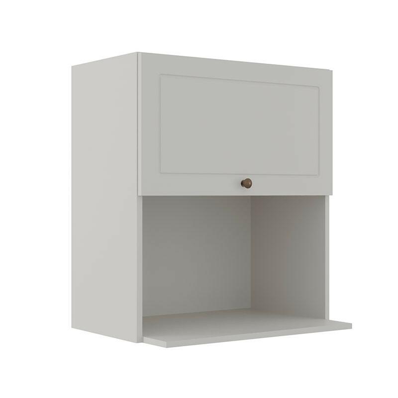 Módulo Armário Aéreo Nicho Micro-Ondas 68x60x43cm 100% MDF Cozinha Provence Robel Branco/Branco Matte