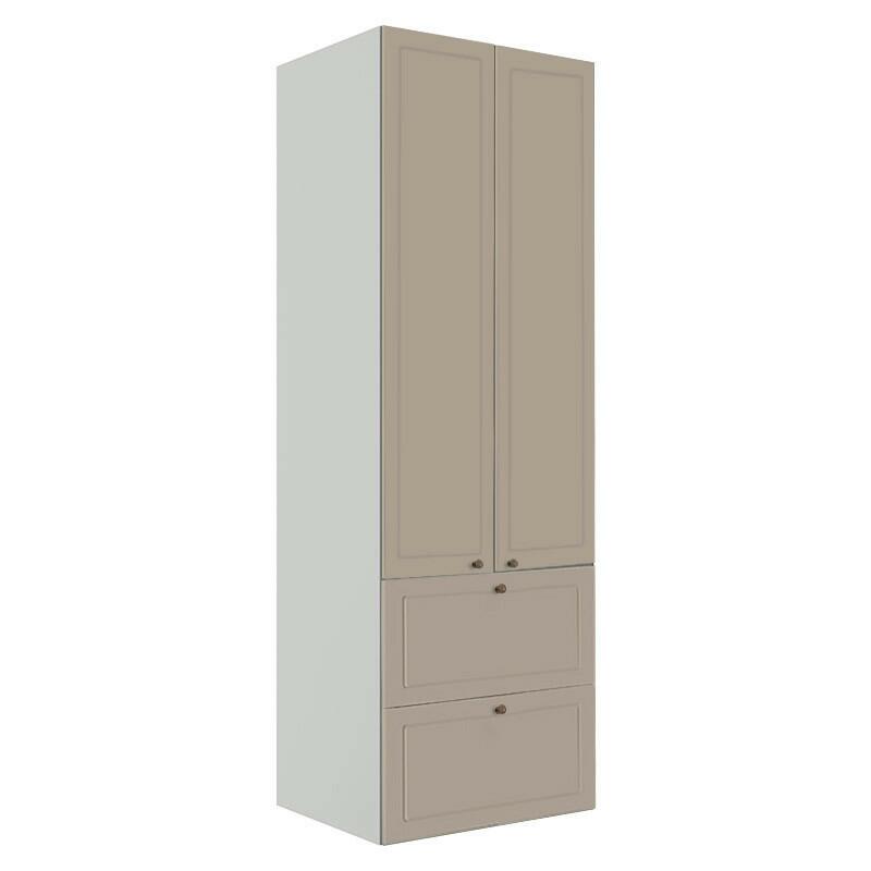 Módulo Paneleiro 172x70x56cm 2 Portas 2 Gavetas 100% MDF Cozinha Provence Robel Branco/Fendi Matte