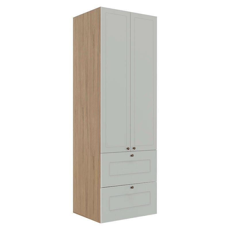 Módulo Paneleiro 172x70x56cm 2 Portas 2 Gavetas 100% MDF Cozinha Provence Robel Hanover/Branco Matte