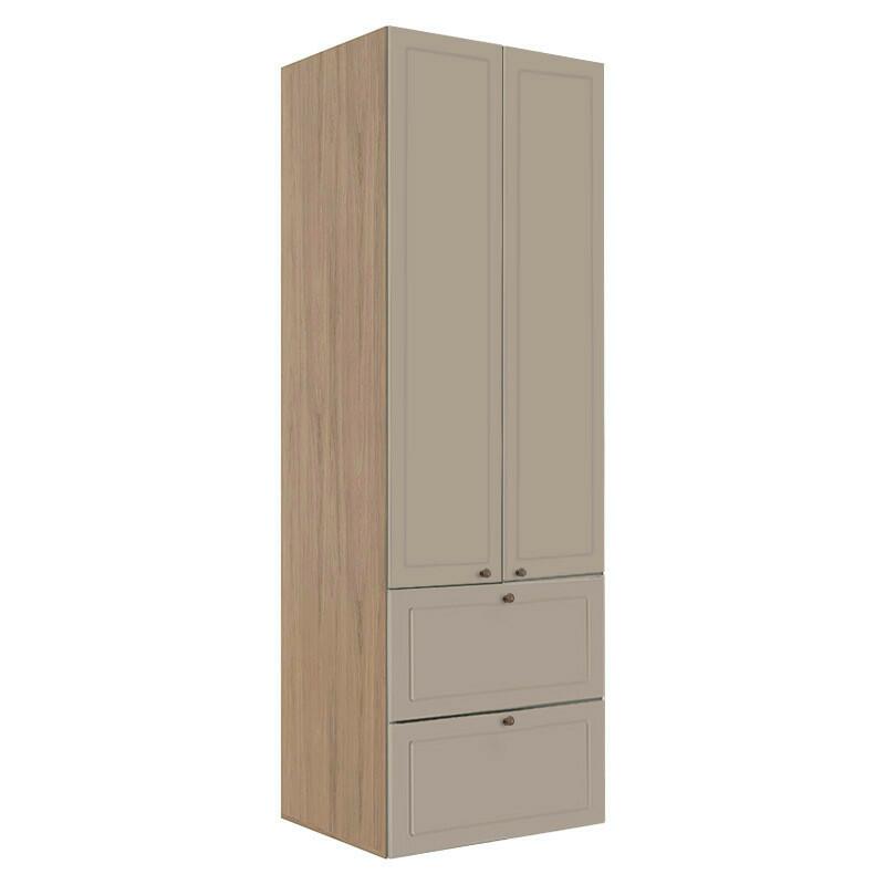 Módulo Paneleiro 172x70x56cm 2 Portas 2 Gavetas 100% MDF Cozinha Provence Robel Hanover/Fendi Matte