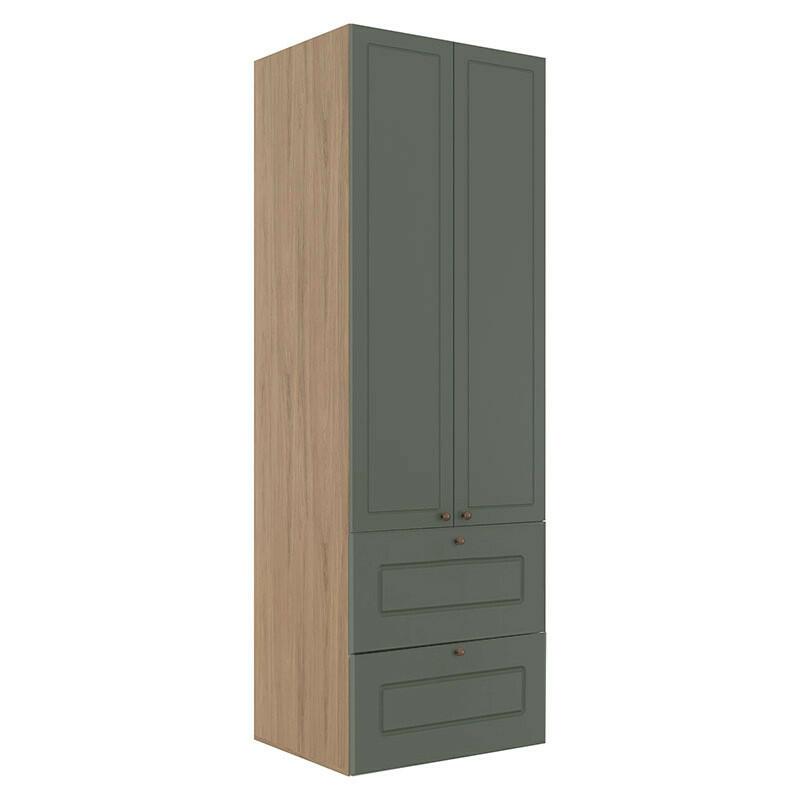 Módulo Paneleiro 172x70x56cm 2 Portas 2 Gavetas 100% MDF Cozinha Provence Robel Hanover/Salvia Matte