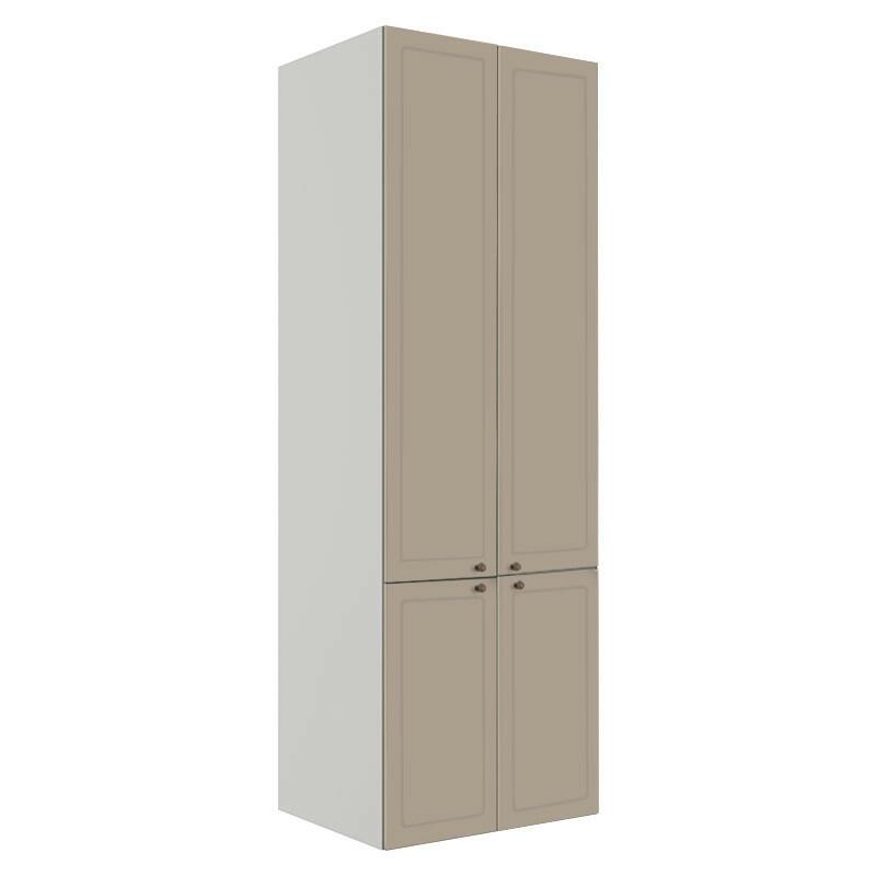 Módulo Paneleiro 208x70x56cm 4 Portas 100% MDF Cozinha Provence Robel Branco/Fendi Matte