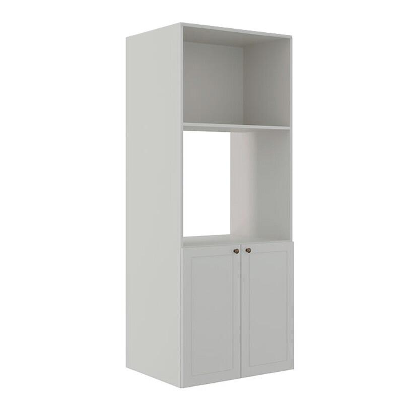 Módulo Torre Quente 172x70x56cm Micro-Ondas Forno 100% MDF Cozinha Provence Robel Branco/Branco Matte