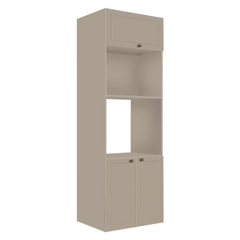 Módulo Torre Quente 208x70x56cm Micro-Ondas Forno 100% MDF Cozinha Provence Robel Fendi/Fendi Matte