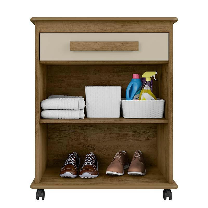 Buffet Balcão Pequeno Multiuso 75cm 2 Portas Chile RV Móveis Cinamomo/Off White