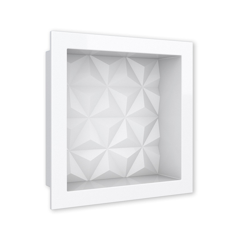 Nicho Parede Para Banheiro 30x30x10 Mármore Sintético Cozimax Branco Textura