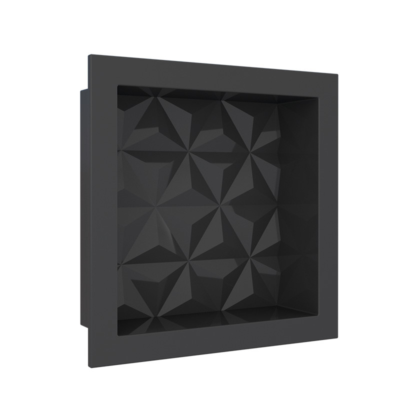 Nicho Parede Para Banheiro 30x30x10 Mármore Sintético Cozimax Preto Textura