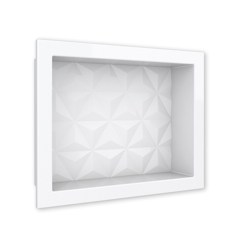 Nicho Parede Para Banheiro 40x30x10 Mármore Sintético Cozimax Branco Textura
