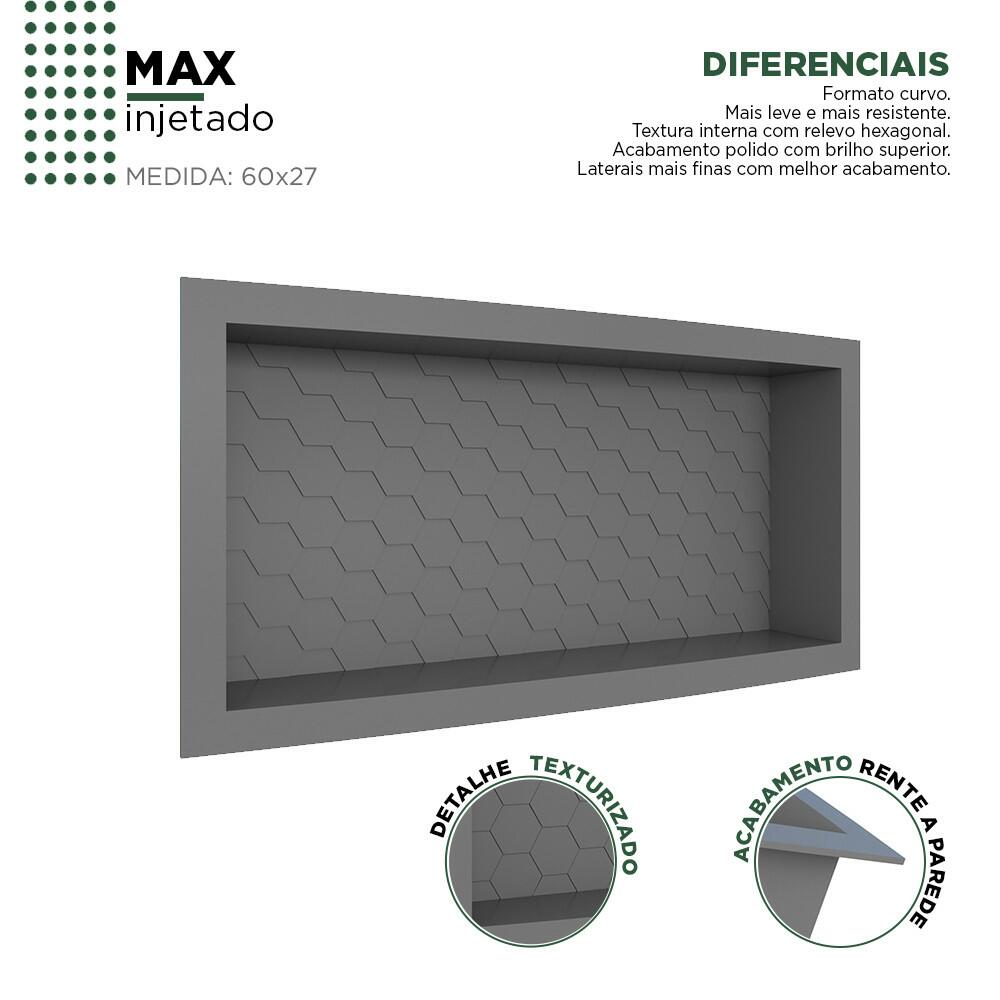 Nicho Para Banheiro 60x27x9.5 Termoplástico Cozimax Chumbo