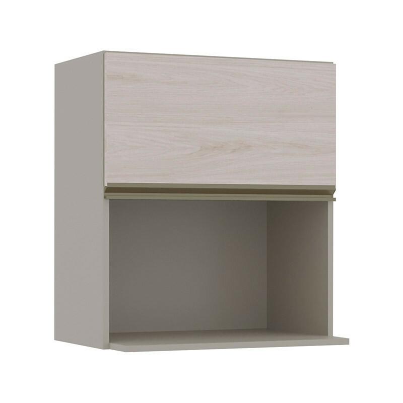 Módulo Armário Aéreo Nicho Micro-Ondas 68x60 100% MDF Cozinha Modulada Gold Robel Fendi/Aspen