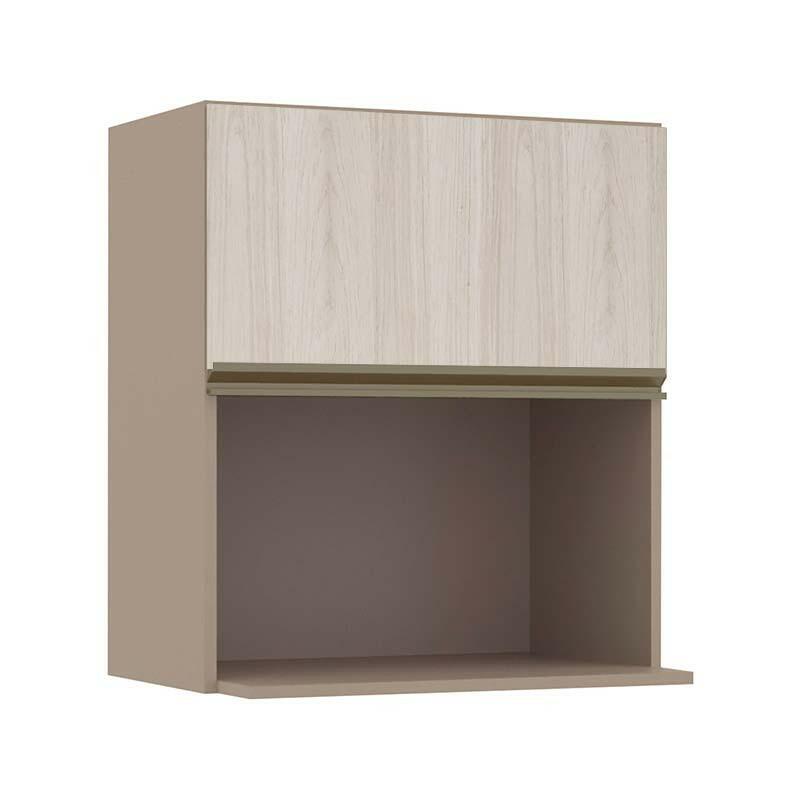 Módulo Armário Aéreo Nicho Micro-Ondas 68x60x43cm 100% MDF Cozinha Modulada Gold J Robel Fendi/Aspen
