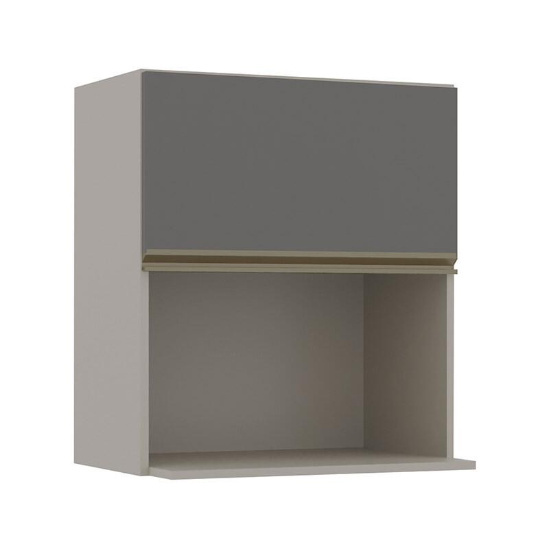 Módulo Armário Aéreo Nicho Micro-Ondas 68x60 100% MDF Cozinha Modulada Gold Robel Fendi/Cinza