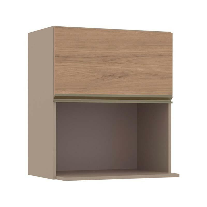 Módulo Armário Aéreo Nicho Micro-Ondas 68x60x43cm 100% MDF Cozinha Modulada Gold J Robel Fendi/Hanover