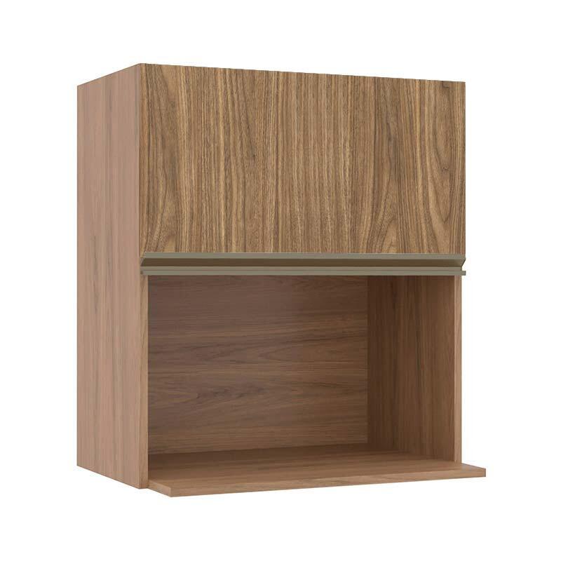 Módulo Armário Aéreo Nicho Micro-Ondas 68x60x43cm 100% MDF Cozinha Modulada Gold J Robel Hanover/Amendoeira BP
