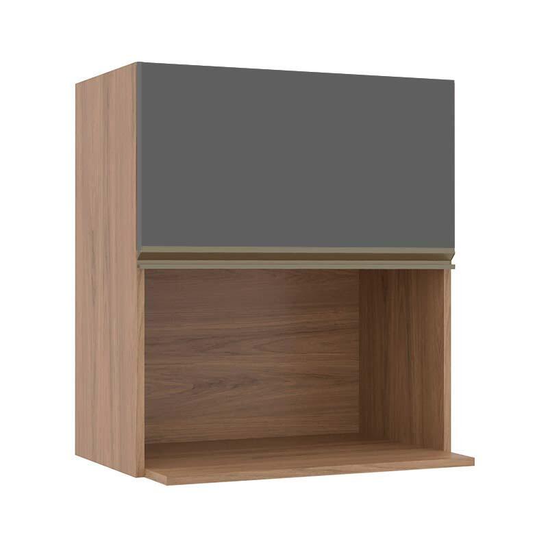 Módulo Armário Aéreo Nicho Micro-Ondas 68x60x43cm 100% MDF Cozinha Modulada Gold J Robel Hanover/Cinza Matte