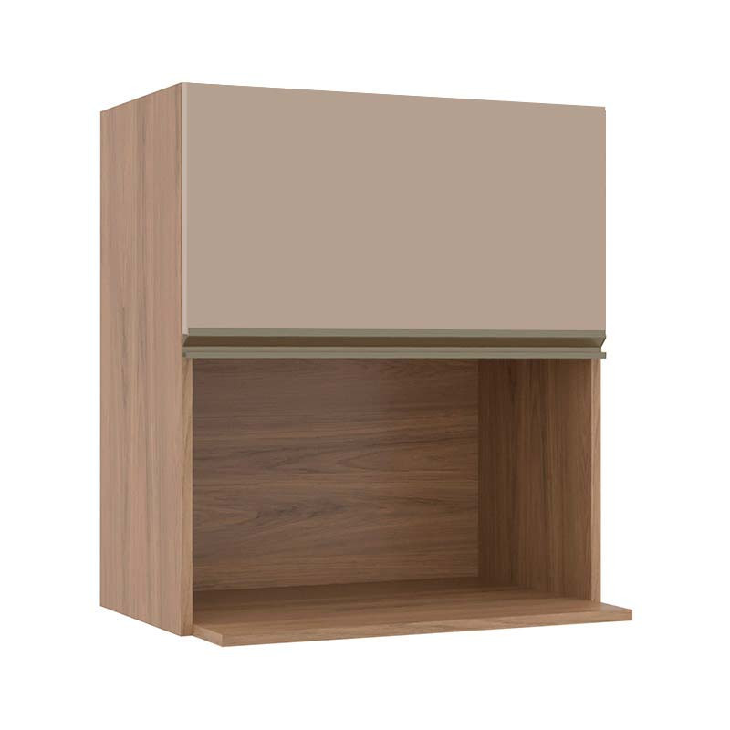 Módulo Armário Aéreo Nicho Micro-Ondas 68x60x43cm 100% MDF Cozinha Modulada Gold J Robel Hanover/Fendi Matte