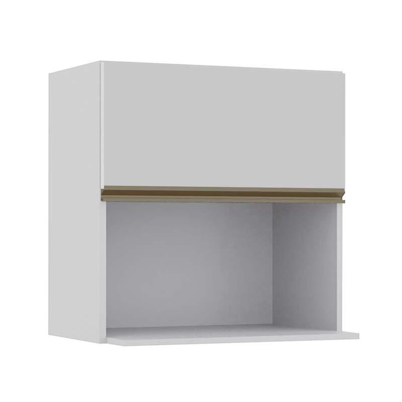 Módulo Armário Aéreo Nicho Micro-Ondas 68x70x43cm 100% MDF Cozinha Modulada Gold J Robel Branco/Branco Matte