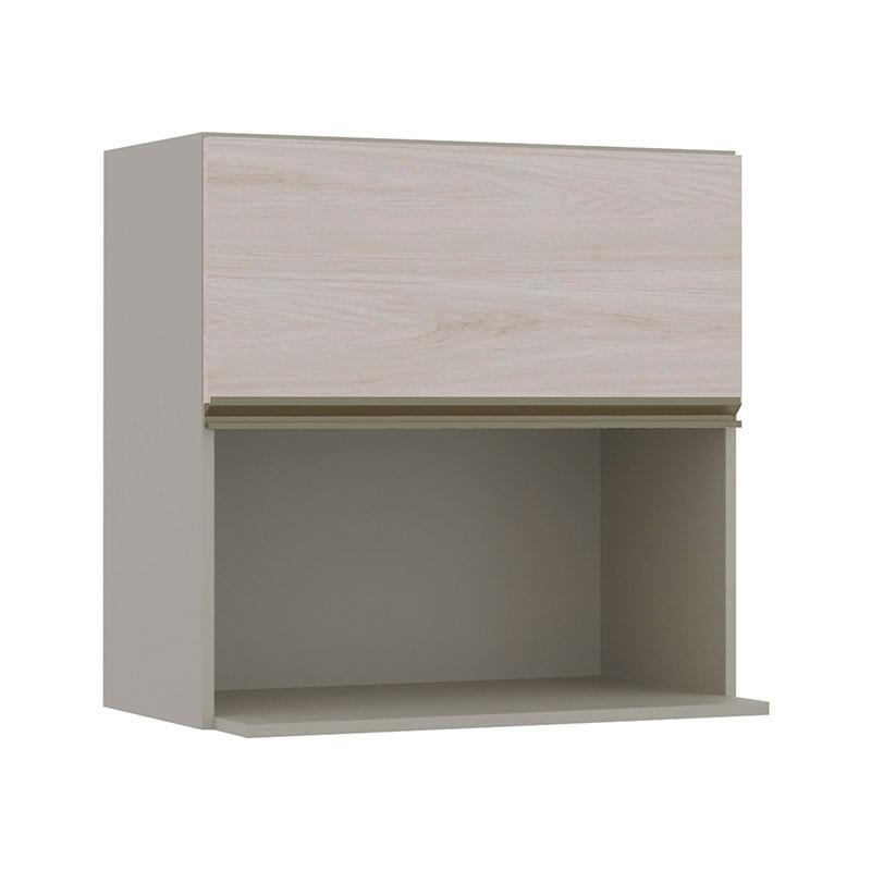 Módulo Armário Aéreo Nicho Micro-Omdas 68x70 100% MDF Cozinha Modulada Gold Robel Fendi/Aspen