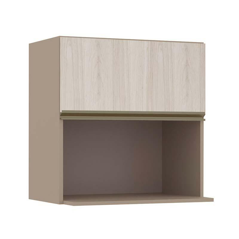 Módulo Armário Aéreo Nicho Micro-Ondas 68x70x43cm 100% MDF Cozinha Modulada Gold J Robel Fendi/Aspen