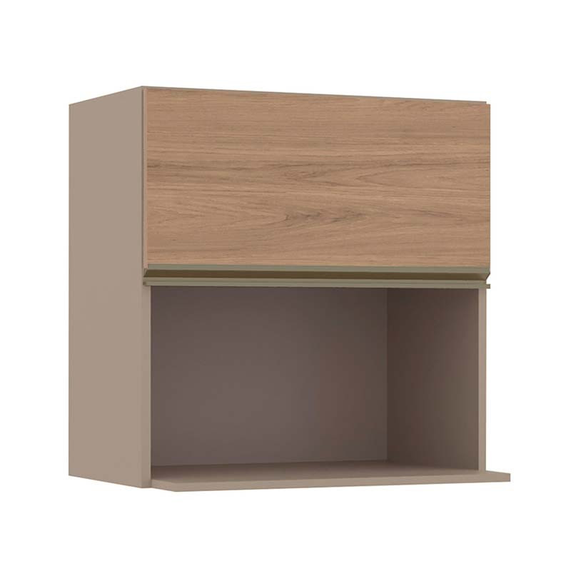 Módulo Armário Aéreo Nicho Micro-Ondas 68x70x43cm 100% MDF Cozinha Modulada Gold J Robel Fendi/Hanover