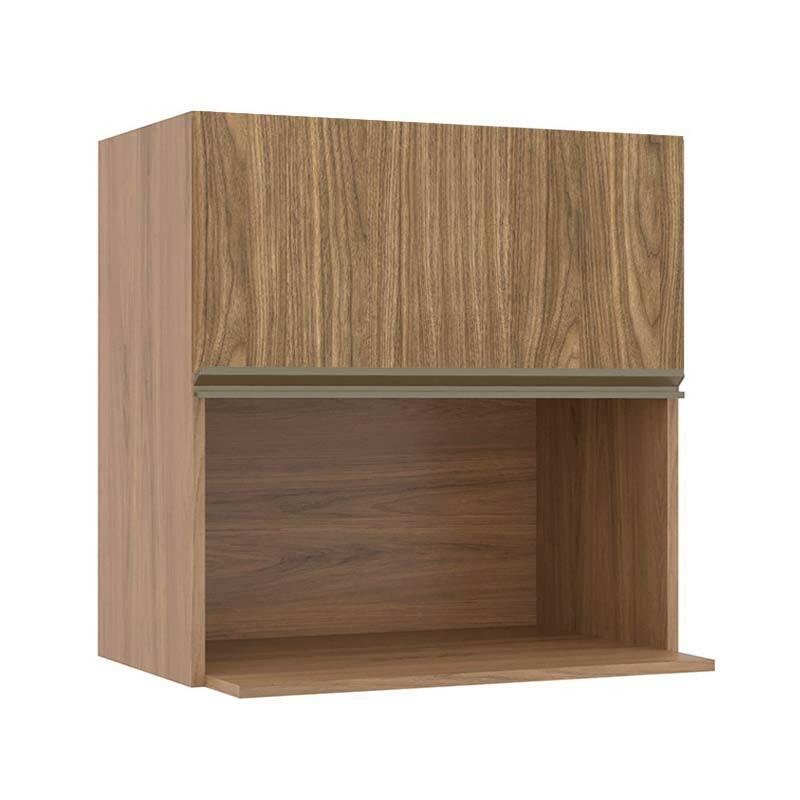 Módulo Armário Aéreo Nicho Micro-Ondas 68x70x43cm 100% MDF Cozinha Modulada Gold J Robel Hanover/Amendoeira BP