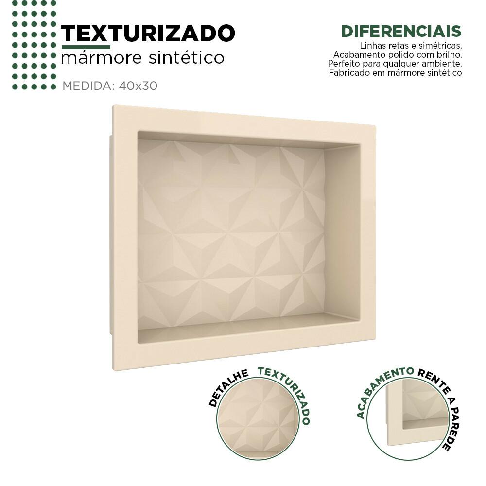 Nicho Para Banheiro 40x30x10 Mármore Sintético Cozimax Bege Textura