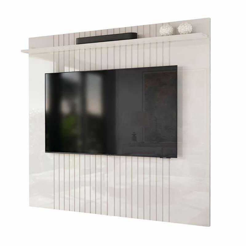 Painel Para TV 75 Polegadas 186x180cm Frisado Atlas Lukaliam Off White