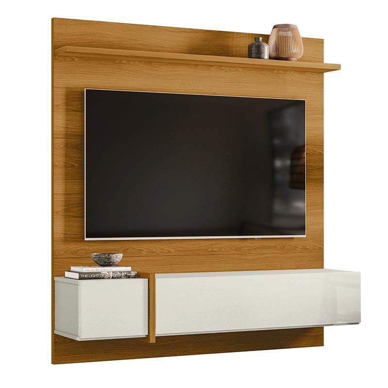 Painel Para TV 55 Polegadas 160cm Avila Lukaliam Freijo/Off White Perolizado