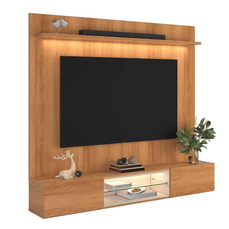 Painel Home para TV 75” com Bancada Évora 180cm Lukaliam Jequitiba/Jequitiba