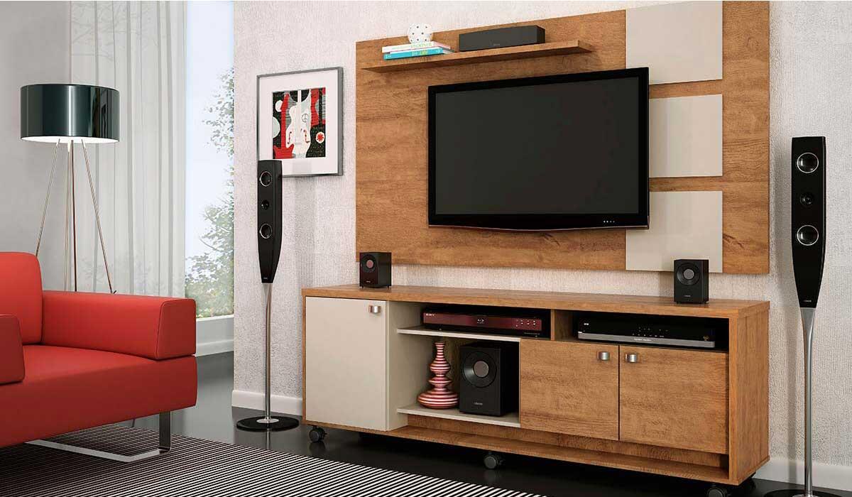 Painel Para TV 55 Polegadas Grécia 1.8 Lukaliam Amêndoa/Off White