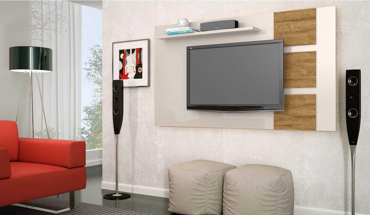 Painel Para TV 55 Polegadas Grécia 1.8 Lukaliam Off White/Amêndoa