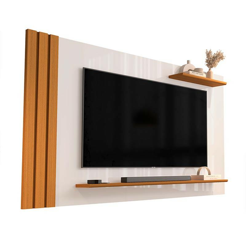 Painel Ripado Para TV 55¨ 149cm Laus EDN Off White/Cedro