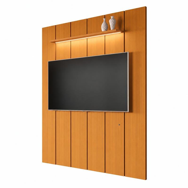 Painel Ripado Moderno Para TV 75¨ Com LED 180cm Lumi 1.8 EDN Cedro