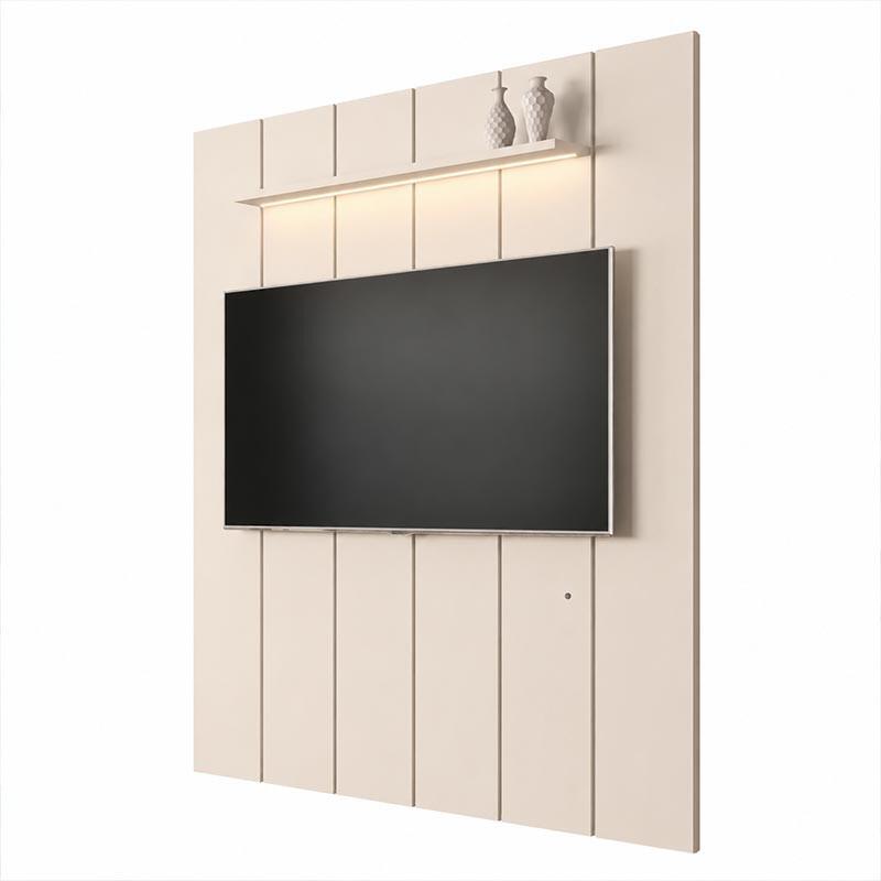 Painel Ripado Moderno Para TV 75¨ Com LED 180cm Lumi 1.8 EDN Off White