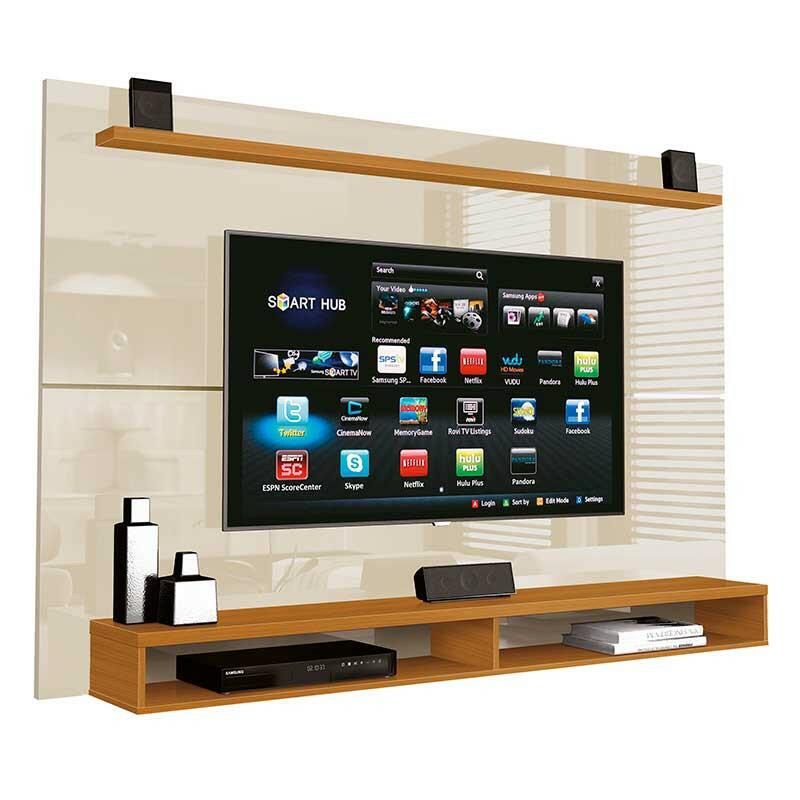 Painel Suspenso Para TV 65 Polegadas Maxi 180cm EDN Off White/Cedro