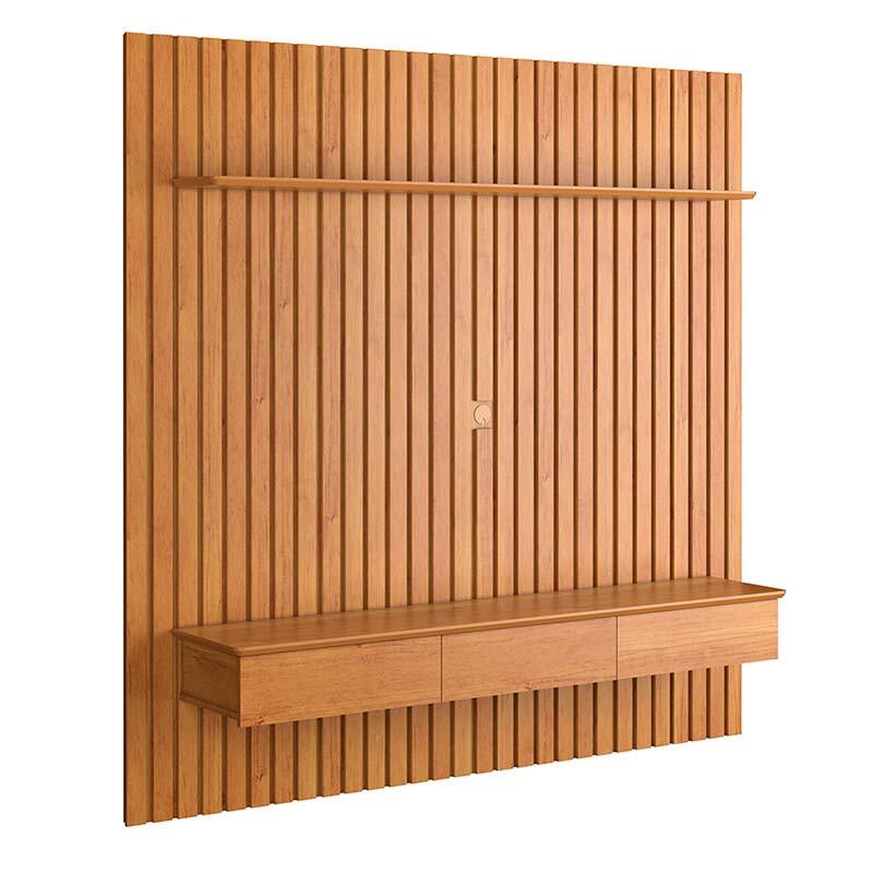 Painel Ripado 180x184cm Para TV 75 Polegadas Antares Patrimar Cinamomo