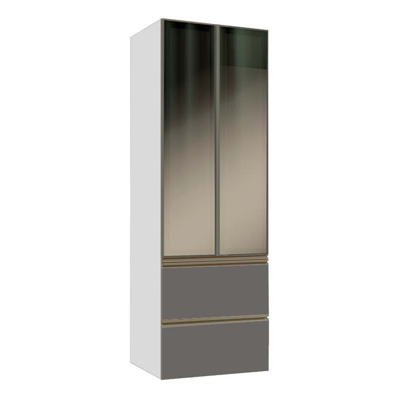 Módulo Paneleiro 172x70x56cm 2 Portas Vidro Reflecta 2 Gavetas 100% MDF Cozinha Modulada Gold J Robel Branco/Cinza Matte