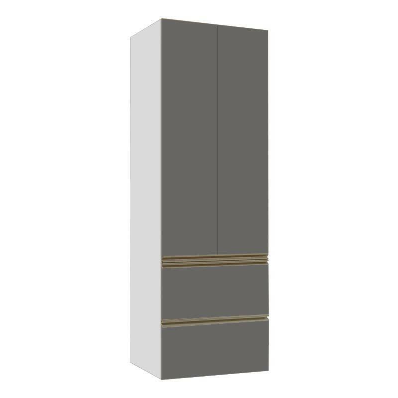 Módulo Paneleiro 172x70x56cm 2 Portas 2 Gavetas 100% MDF Cozinha Modulada Gold J Robel Branco/Cinza Matte